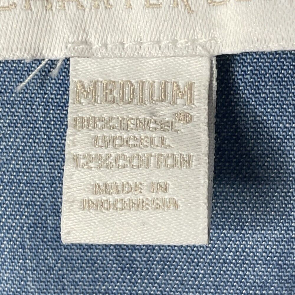 Womens Jacket Top Tie Front Button Lyocell‎ Chambray Denim Roll Tab Sleeve Sz M - Picture 6 of 9